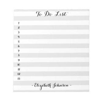Modern Simple Elegant Grey Striped Home To Do List Notepad