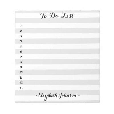 Modern Simple Elegant Grey Striped Home To Do List Notepad