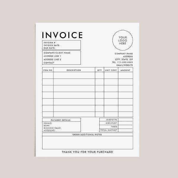 Modern Simple Formal Business Editable Invoice
