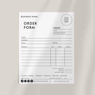 Modern Simple Formal Business Order Form