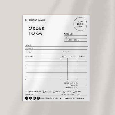 Modern Simple Formal Business Order Form