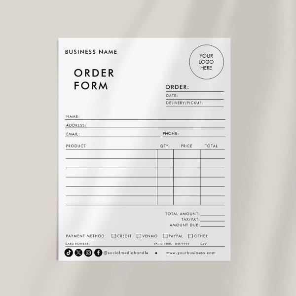 Modern Simple Formal Business Order Form