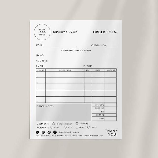 Modern Simple Formal Order Form