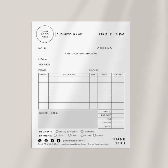 Modern Simple Formal Order Form