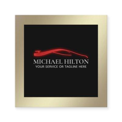 Modern simple luxury powerful red car outline logo square