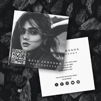 Modern Simple Minimal Photo QR Code Social Media Square