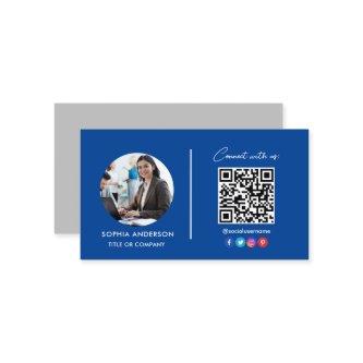 Modern Simple Minimalist QR Code Social Media Blue