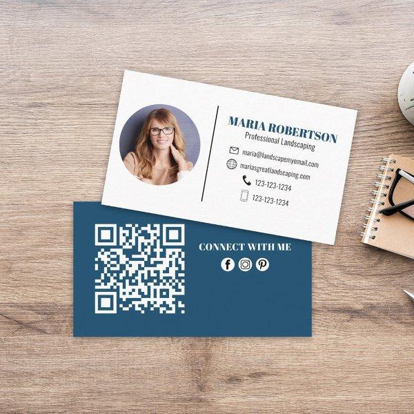 Modern Simple Minimalist QR Code Social Media Blue