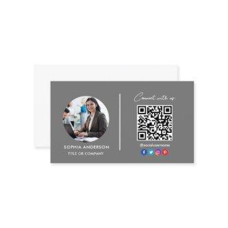Modern Simple Minimalist QR Code Social Media Blue