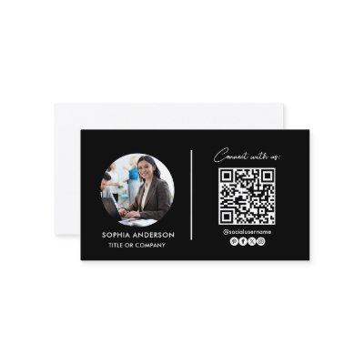 Modern Simple Minimalist QR Code Social Media Blue