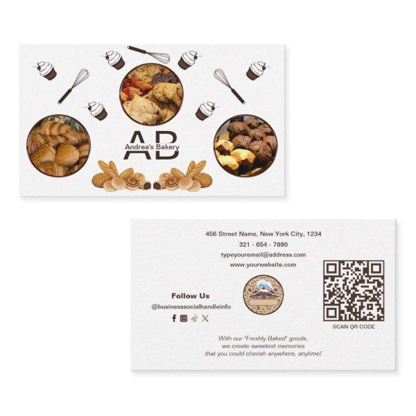 Modern Simple Monogram Professional Bakery White