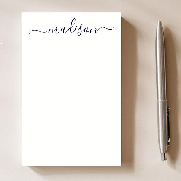 Modern Simple Navy Blue Typography Name Script  Post-it Notes