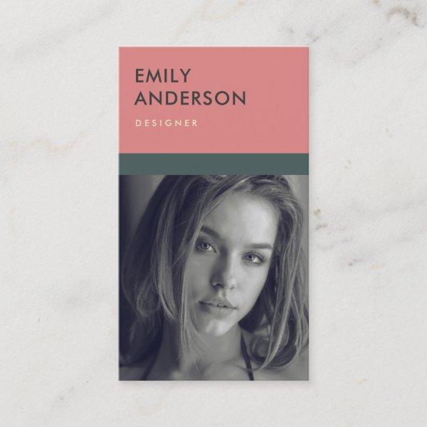MODERN SIMPLE PINK GREY PERSONAL PHOTO IDENTITY