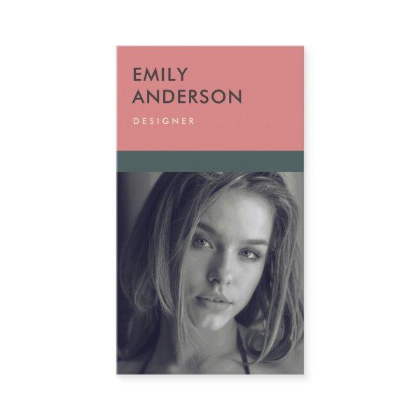 MODERN SIMPLE PINK GREY PERSONAL PHOTO IDENTITY