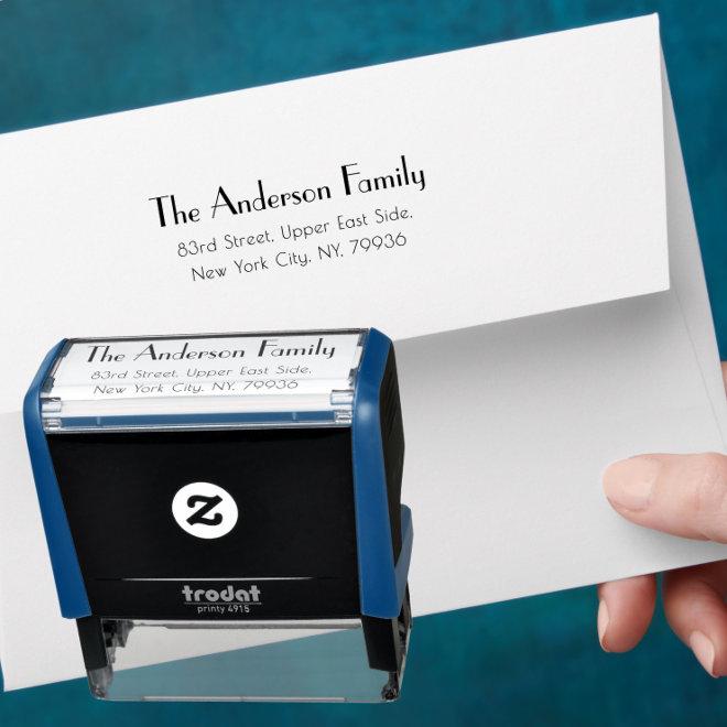 Modern Simple Plain Elegant Family Return Address Self-inking Stamp