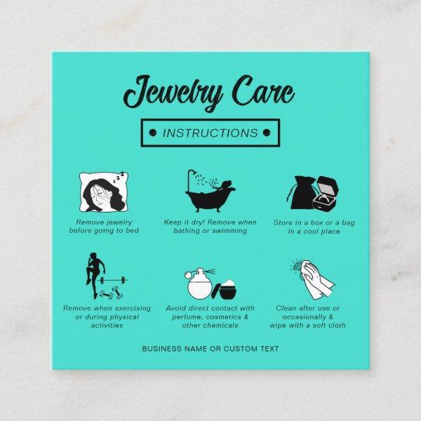Modern Simple Professional Teal Jewelry Care Guide Square
