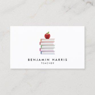 Modern Simple Red Apple And Books Teacher