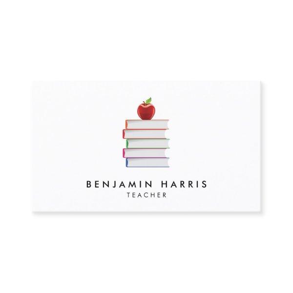 Modern Simple Red Apple And Books Teacher