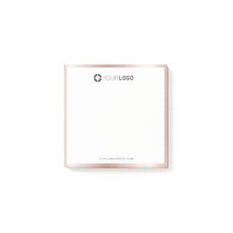 Modern simple rose gold border company logo post-it notes