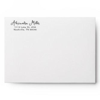 Modern Simple Script Monogram Name Left Aligned Envelope