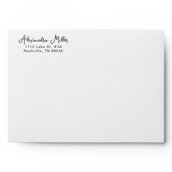 Modern Simple Script Monogram Name Left Aligned Envelope