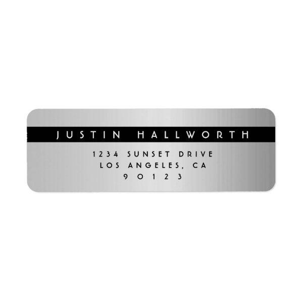 Modern Simple Silver Look Return Address Label