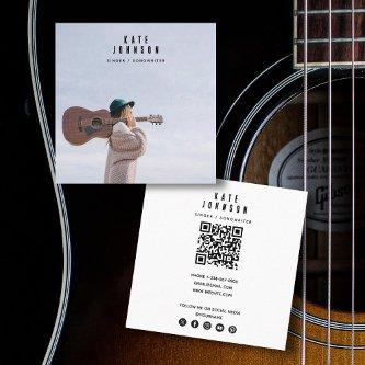 Modern Singer Musician Photo Social Media QR Code Square