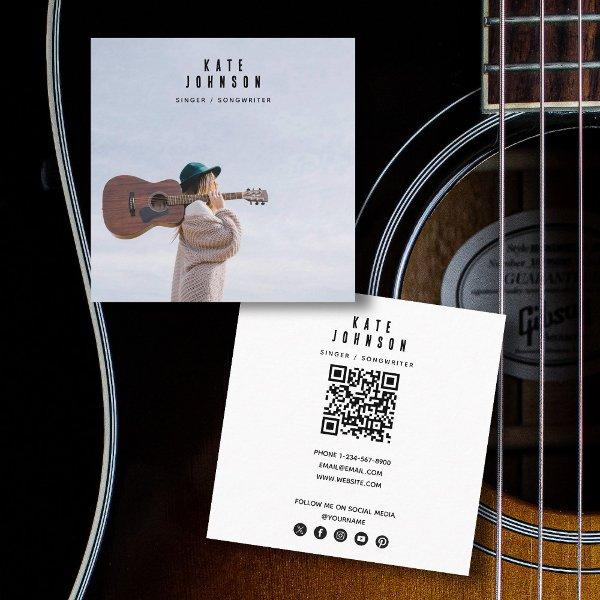 Modern Singer Musician Photo Social Media QR Code Square