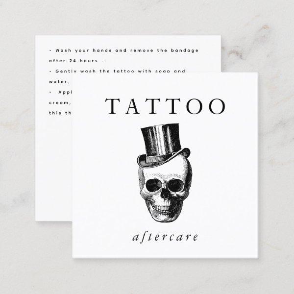 Modern Skull Tattoo Aftercare Instructions QR Code Square