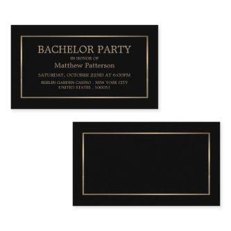 Modern & Sleek, Black/Gold Bachelor Party Ticket