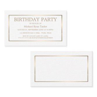 Modern & Sleek, White/Gold Birthday Party Ticket