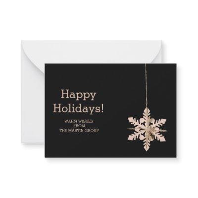 Modern Snowflake Corporate Seasonal Greetings  Note Card