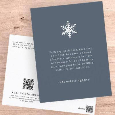 Modern Snowflake Real Estate Business Holiday Postcard