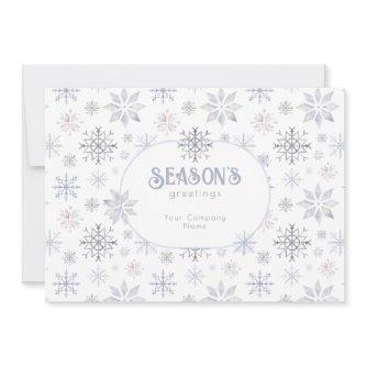 Modern Snowflake Seasons Greetings Business Holiday Card