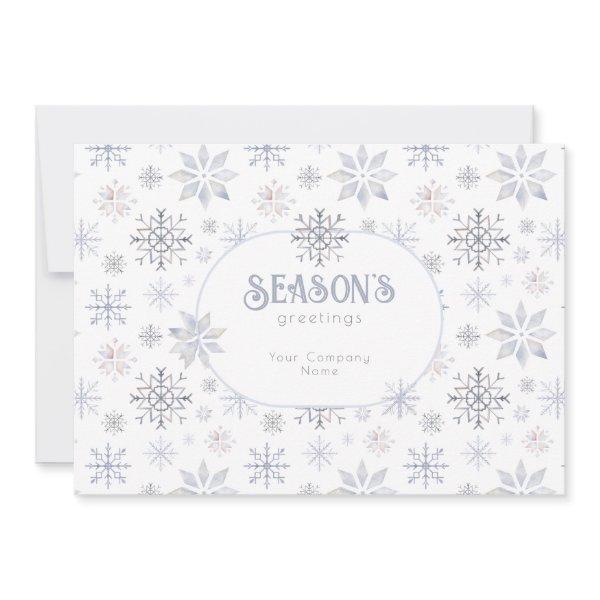 Modern Snowflake Seasons Greetings Business Holiday Card