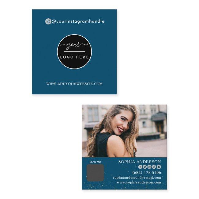 Modern social media add your logo photo QR code S Square
