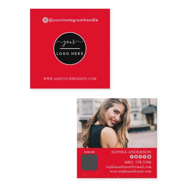 Modern social media add your logo photo QR code  S Square