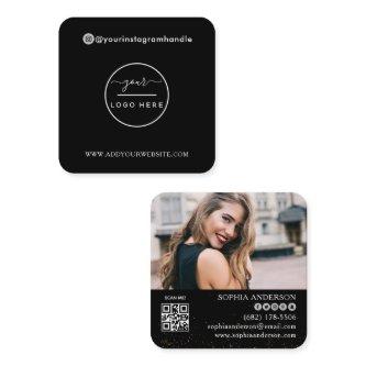 Modern social media add your logo photo QR code  Square