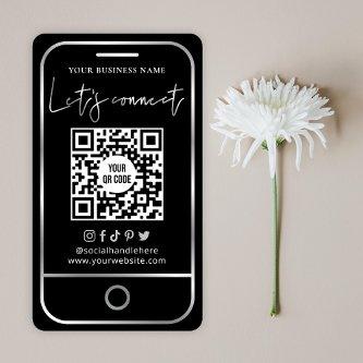 Modern Social Media Black & Silver Scannable QR
