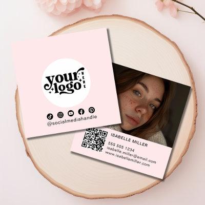 Modern Social Media Logo Photo QR Pink Square