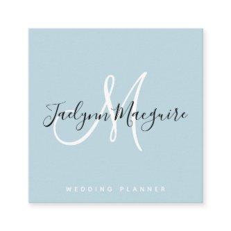 Modern soft blue elegant script signature monogram square