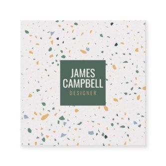 Modern soft green terrazzo marble abstract pattern square