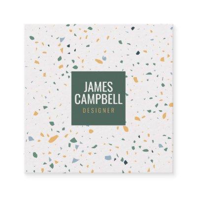 Modern soft green terrazzo marble abstract pattern square