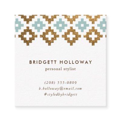 Modern Southwest Blanket Mint and Gold Glitter Square