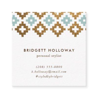 Modern Southwest Blanket Mint and Gold Glitter Square