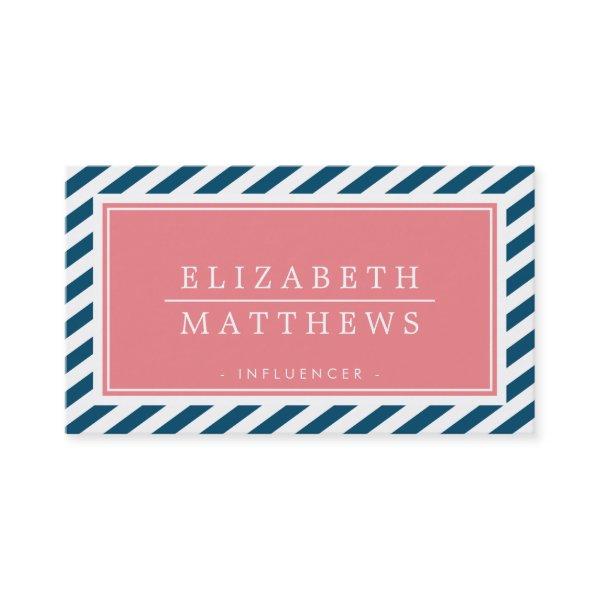 MODERN STRIPE stylish border navy coral white