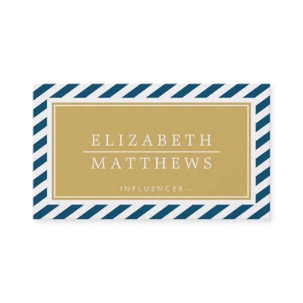 MODERN STRIPE stylish border navy gold white