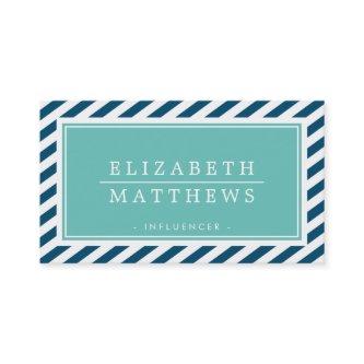 MODERN STRIPE stylish border navy jade white