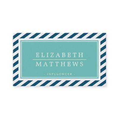 MODERN STRIPE stylish border navy jade white