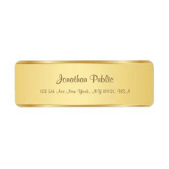 Modern Stylish Calligraphed Script Name Text Gold Label